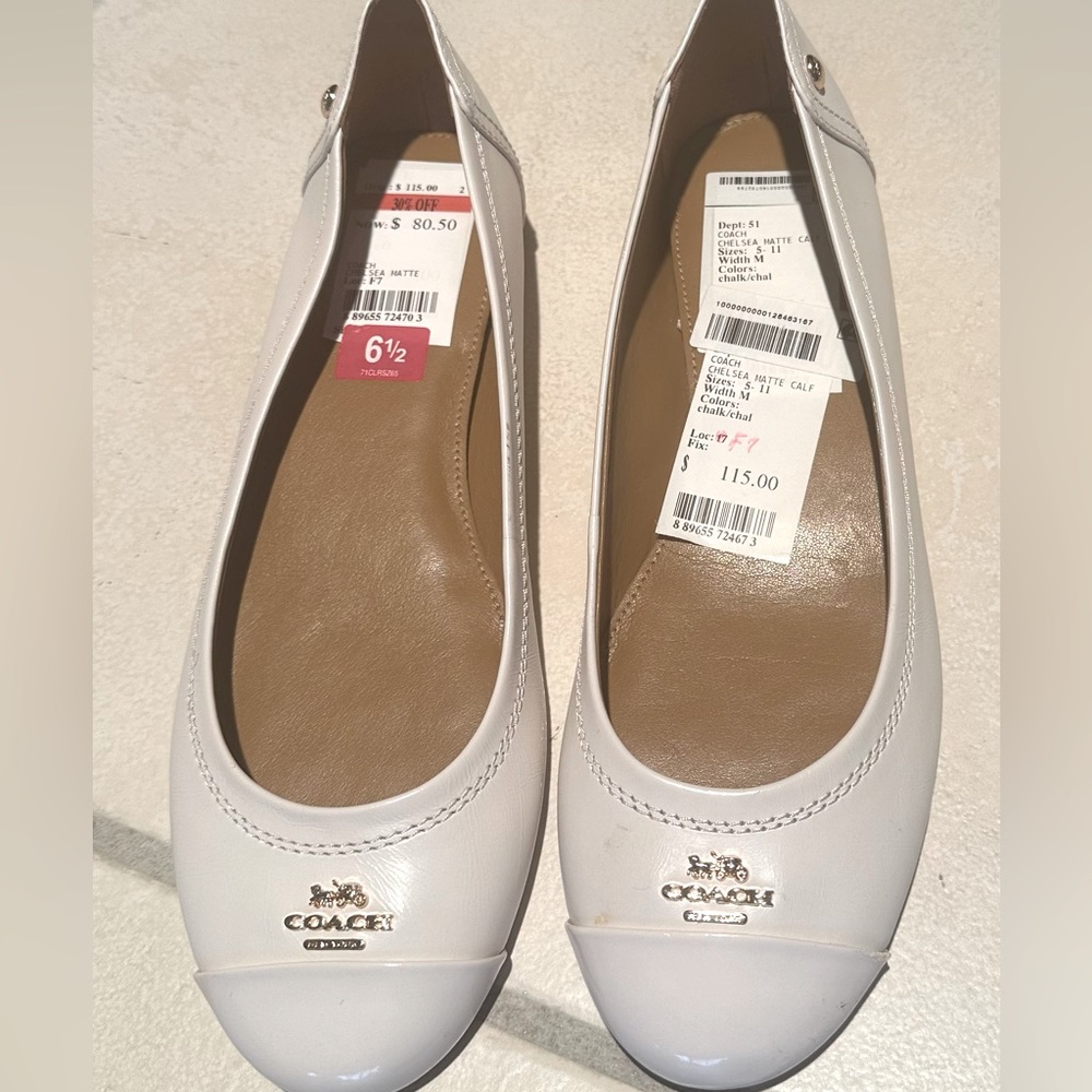 Coach Chelsea Chalk White Flats 6.5